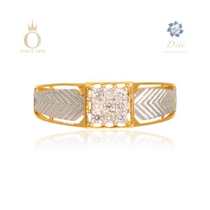 DIAMOND 9 STONE BOX GENTS GOLD RING