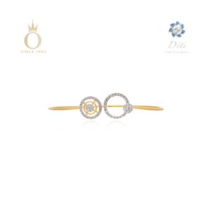 Twin Orbs Diamond Bangle-Yellow Gold-18