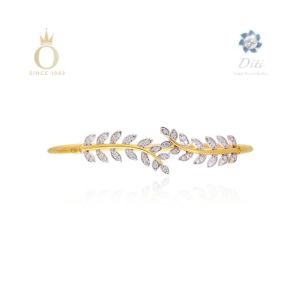 Dual Twigs Diamond Bangle-Yellow Gold-18