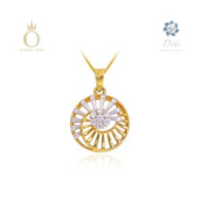 Stylish Swirl Diamond Pendant-Yellow Gold-14