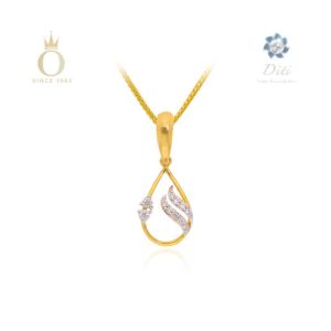 Chic Droplet Diamond Pendant-Yellow Gold-18