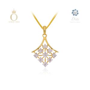 Rhombic Glam Diamond Pendant-Yellow Gold-18