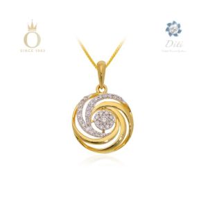 Fashionable Swirl Diamond Pendant-Yellow Gold-18