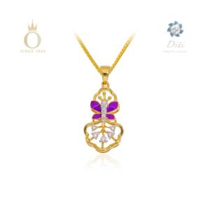 Winged Delight Diamond Pendant-Yellow Gold-18