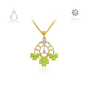 Greenish Radiance Diamond Pendant-Yellow Gold-18