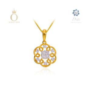 Overlapping Petals Diamond Pendant-Yellow Gold-18