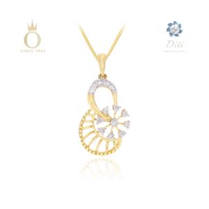 Floral Zest Diamond Pendant-Yellow Gold-18
