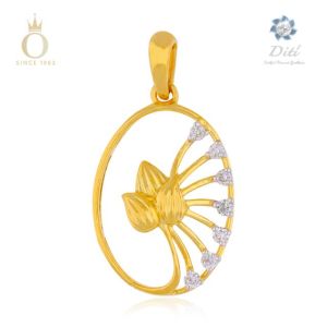 Lotus Bud Diamond Pendant-Yellow Gold-18