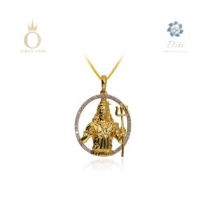 Om Shivay Diamond Pendant-Yellow Gold-14