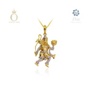 Auspicious Hanuman Diamond Pendant-Yellow Gold-18