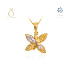 Fluttering Butterfly Diamond Pendant-Yellow Gold-18