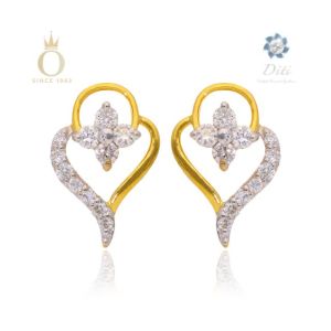 Artsy Heart Diamond Studs-Yellow Gold-18