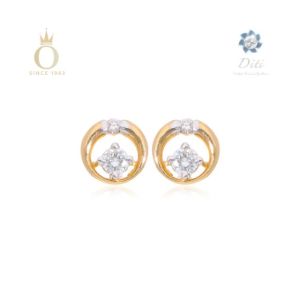 Shiny Circlet Diamond Studs-Yellow Gold-18