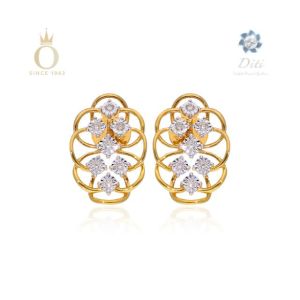 Beautiful Maze Diamond Studs-Yellow Gold-18