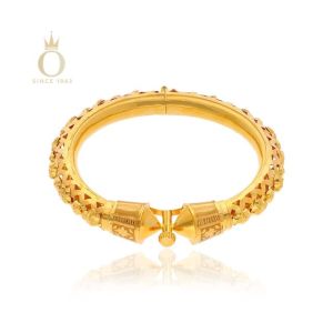 Ethnic Art Gold Chur Bangle-Yellow Gold-22