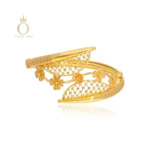 Chic Blooms Gold Bangle-Yellow Gold-22