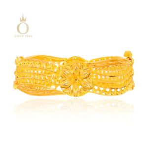 Opulent Flower Gold Chur Bangle-Yellow Gold-22