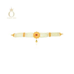 Fancy Sunflower Gold Choker Necklace-Yellow Gold-22