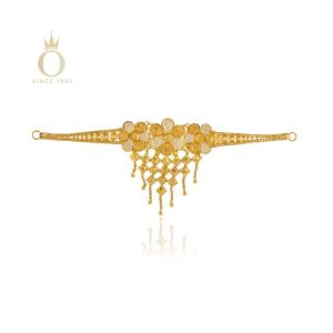 Blossoming Trio Gold Choker Necklace-Yellow Gold-22