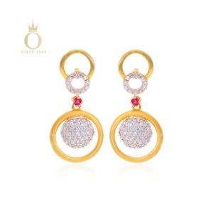 Shimmery Orbs Gold Drop Earrings-Yellow Gold-22