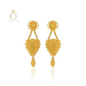 Captivating Petals Gold Drop Earrings-Yellow Gold-22