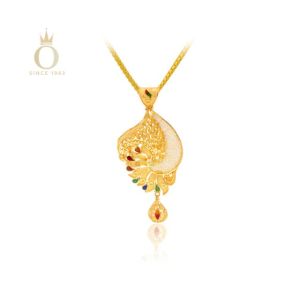 Peacock Plumes Gold Pendant-Yellow Gold-22