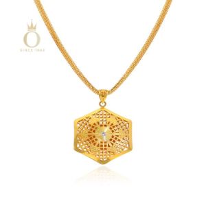Geometric Glam Gold Pendant-Yellow Gold-22