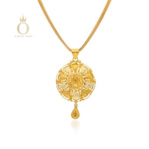 Floral Aura Gold Pendant-Yellow Gold-22