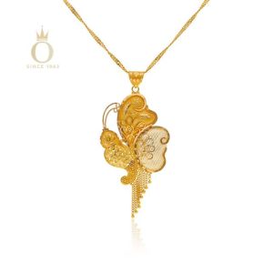 Delicate Butterfly Gold Pendant-Yellow Gold-22