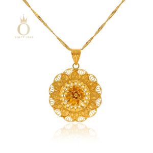Fancy Peony Gold Pendant-Yellow Gold-22