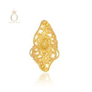 Floral Charisma Gold Boat Ring-Yellow Gold-22