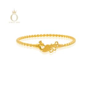 Graceful Peacock Gold Noa Bangle-Yellow Gold-22
