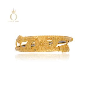Artistic Bloom Gold Noa Bangle-Yellow Gold-22