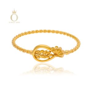 Leafy Bloom Gold Noa Bangle-Yellow Gold-22