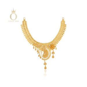 Ethnic Bride Gold Necklace-Yellow Gold-22