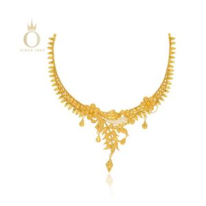 Sleek Ethnic Craft Gold Necklace-Yellow Gold-22