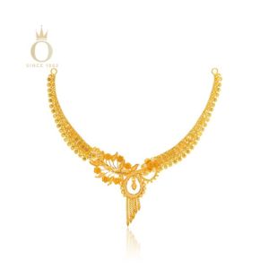 Flowery Twig Gold Necklace-Yellow Gold-22