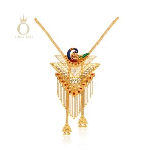 Gorgeous Peacock Gold Necklace-Yellow Gold-22