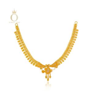 Ethnic Paisley Gold Necklace-Yellow Gold-22