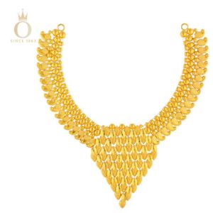 Dual Leaves Gold Necklace-Yellow Gold-22