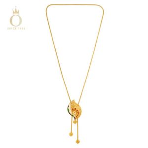 Wavy Leaf Gold Tie Chain Pendant-Yellow Gold-22