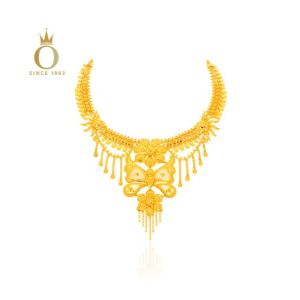 Floral Butterfly Gold Necklace