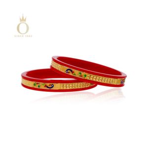 Vibrant Peacock Gold Pola Bangle-Yellow Gold-22